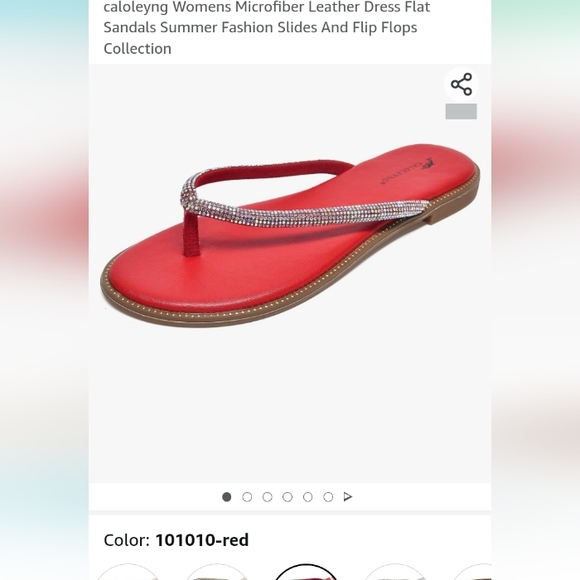 Caloleyng NWT red  Sandals dress flats bling rhinestones  sz 6.5 - Picture 1 of 8